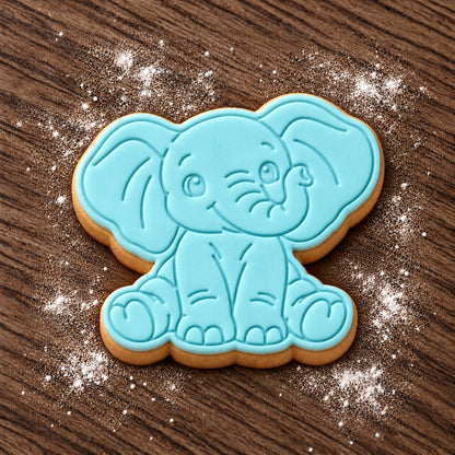 Baby Elephant decorated fondant cookie