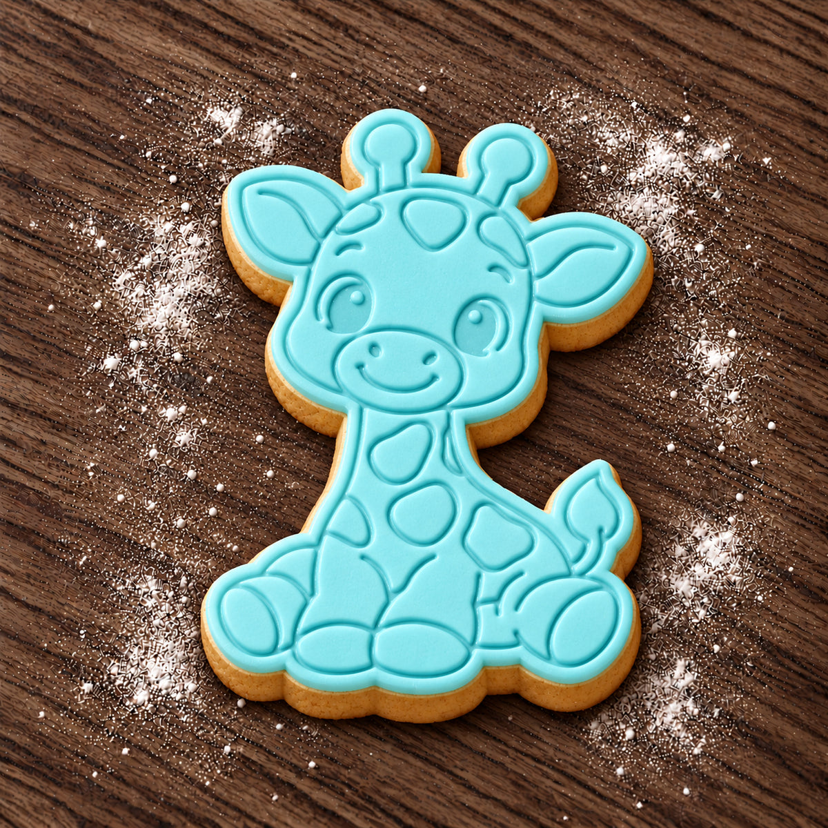 Baby Giraffe decorated fondant cookie