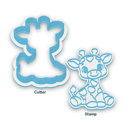 Baby Giraffe separate cookie cutter and matching embosser
