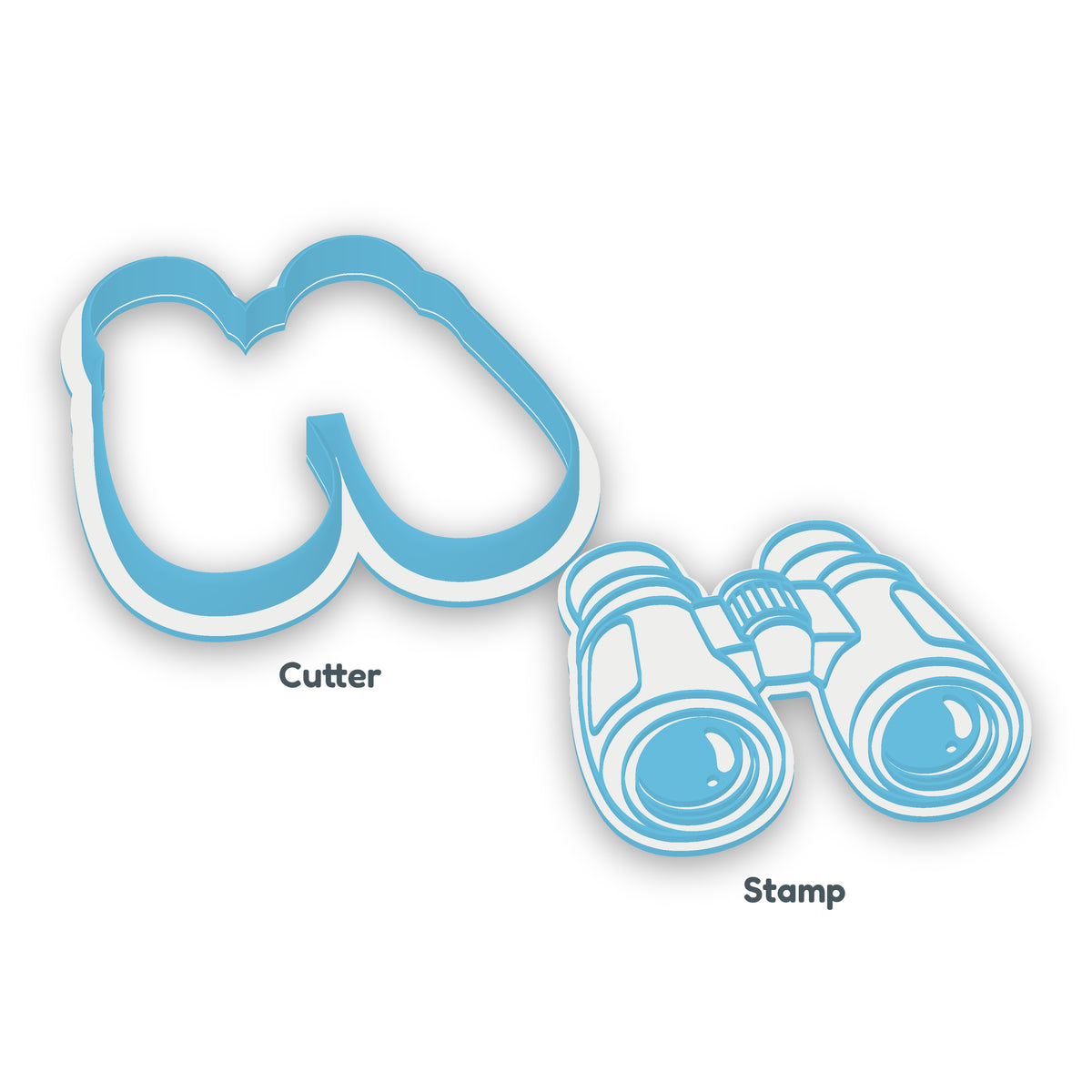 Binoculars separate cookie cutter and matching embosser