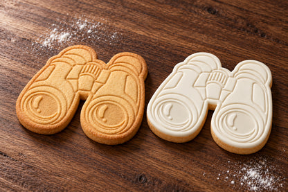 Binoculars plain and white fondant cookie examples