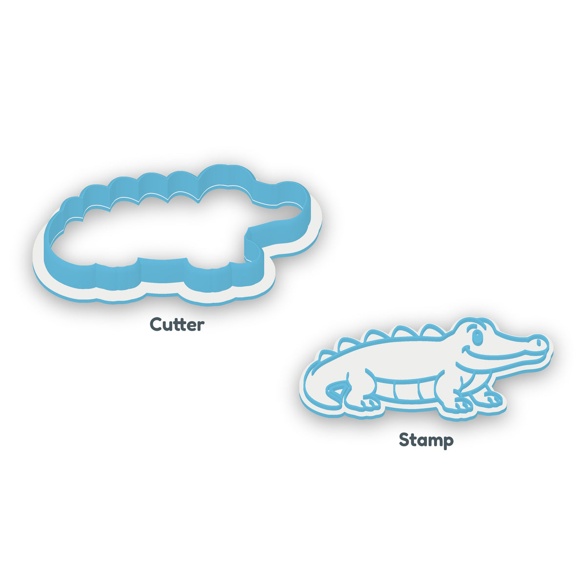 Crocodile separate cookie cutter and matching embosser