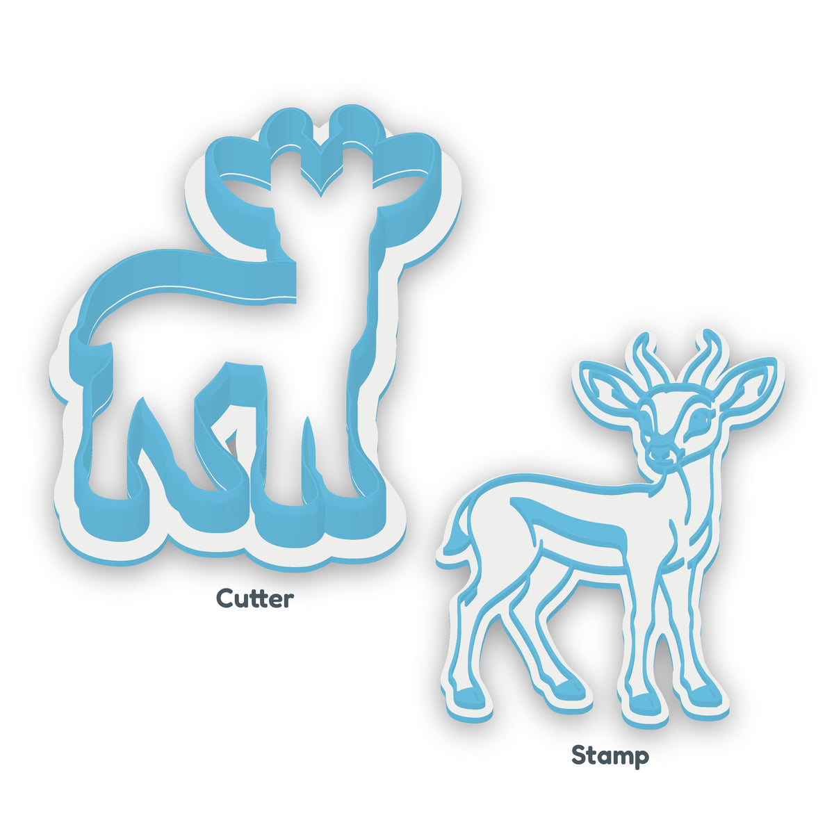Gazelle separate cookie cutter and matching embosser