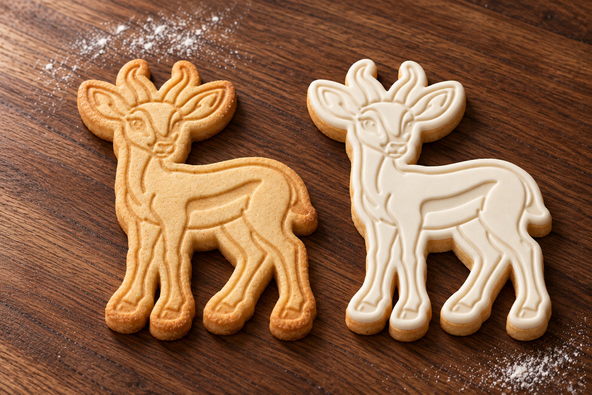 Gazelle plain and white fondant cookie examples