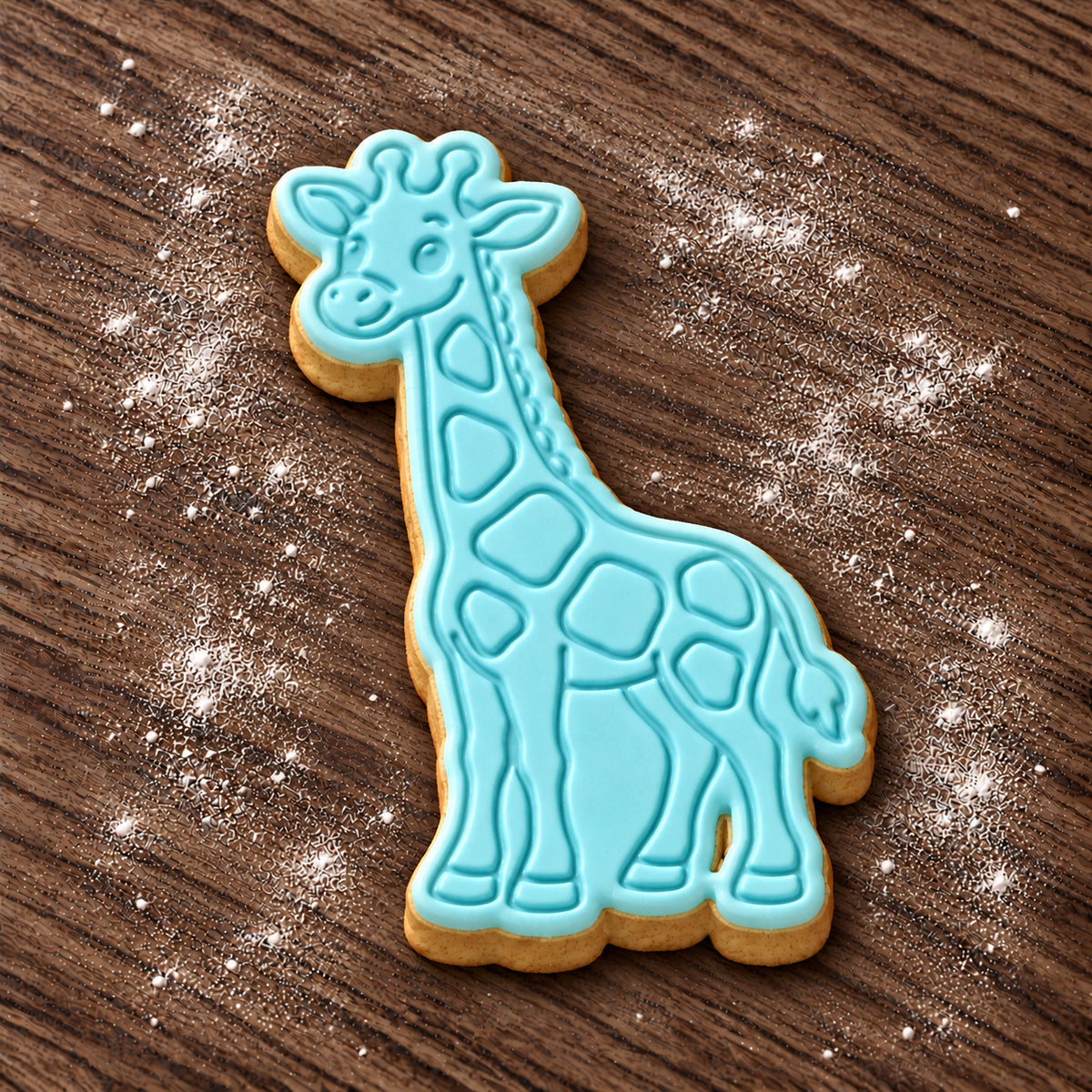 Giraffe decorated fondant cookie