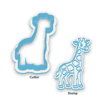 Giraffe separate cookie cutter and matching embosser