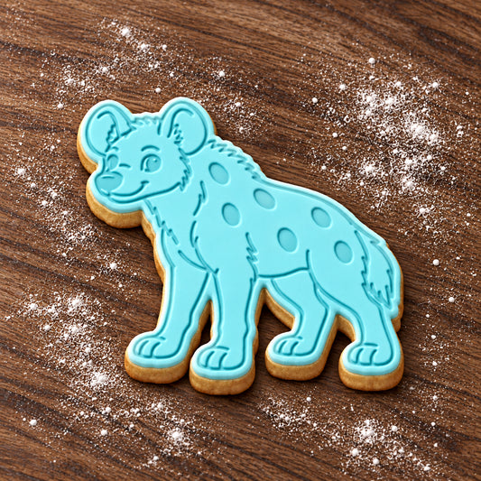 Hyena decorated fondant cookie
