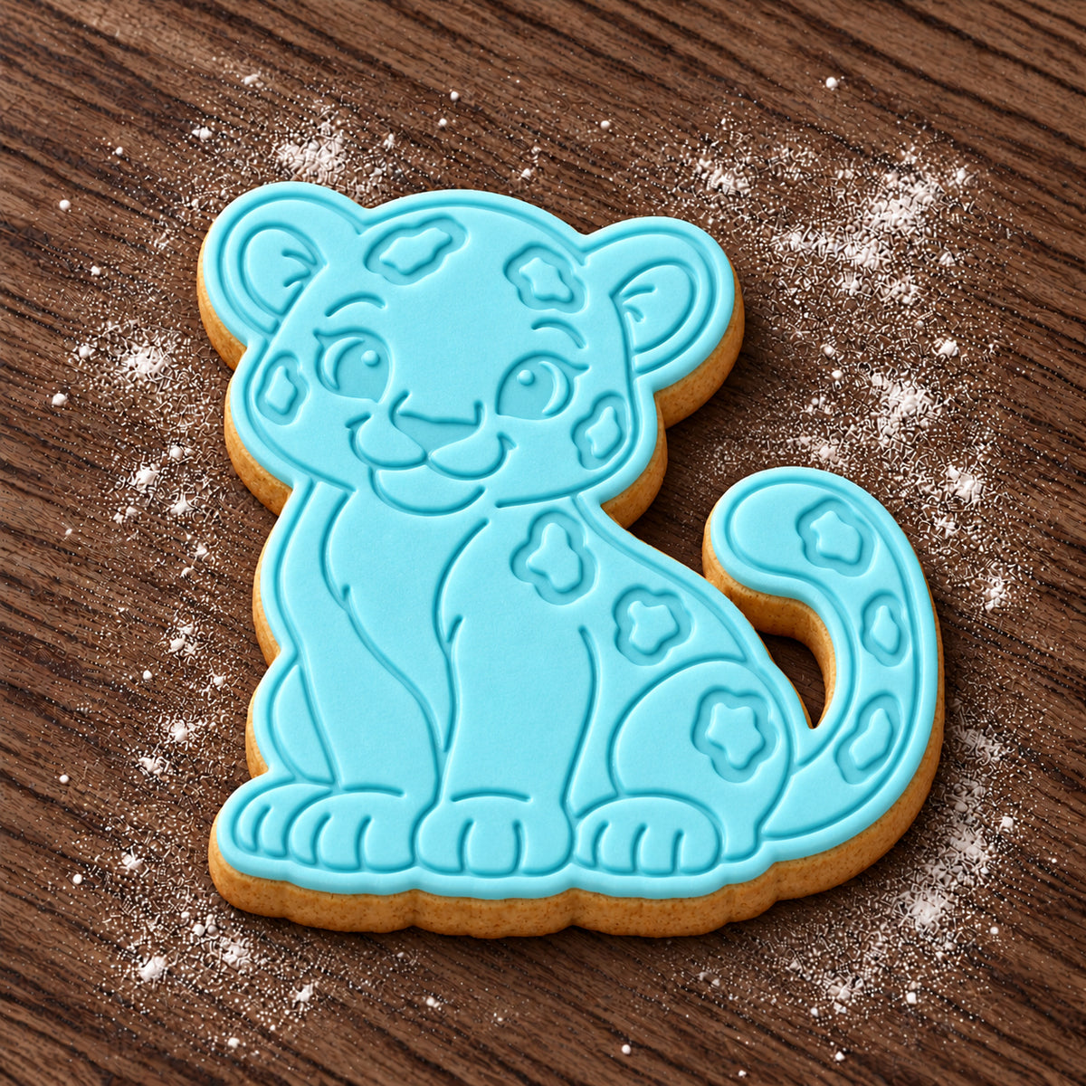 Leopard decorated fondant cookie