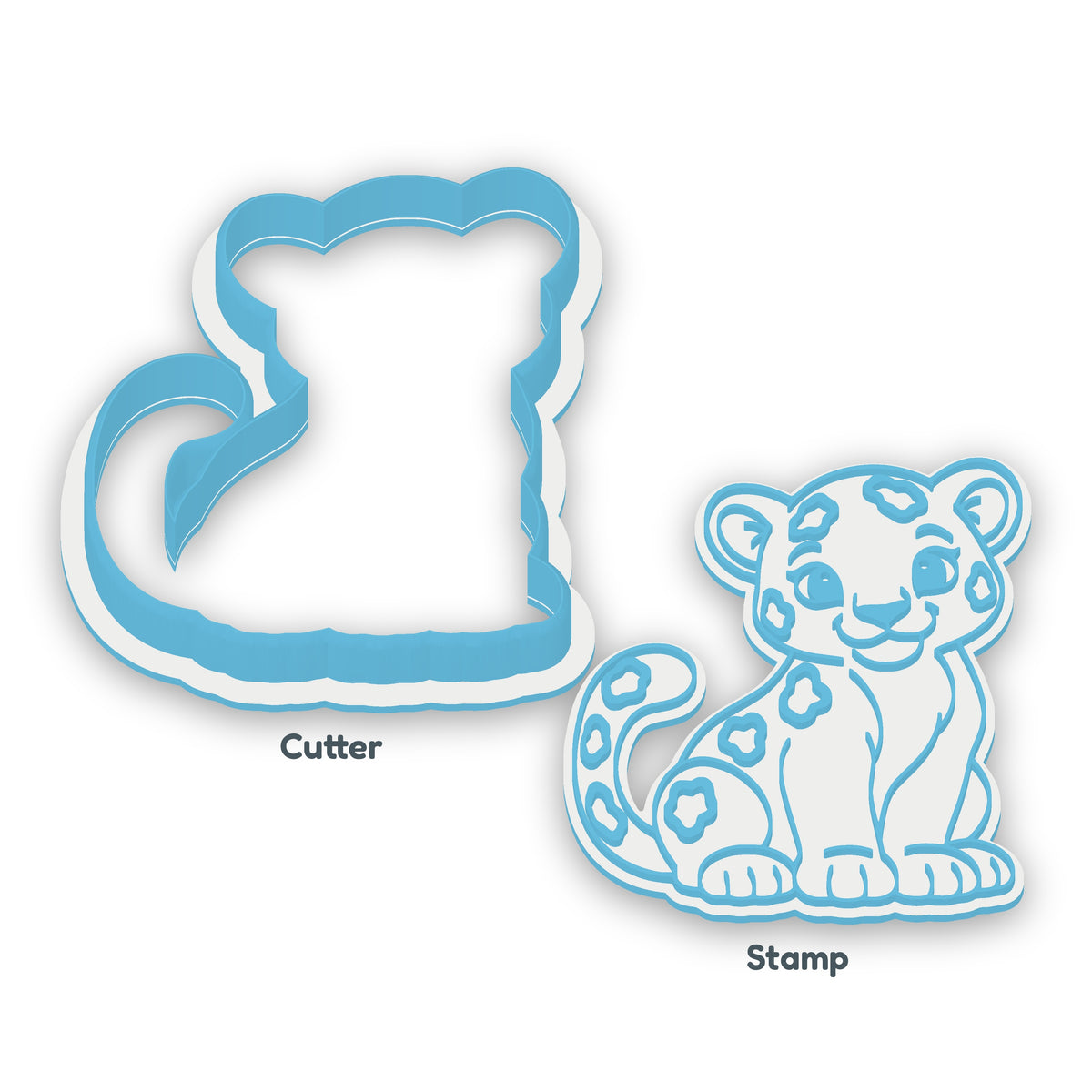 Leopard separate cookie cutter and matching embosser