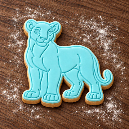 Lioness decorated fondant cookie