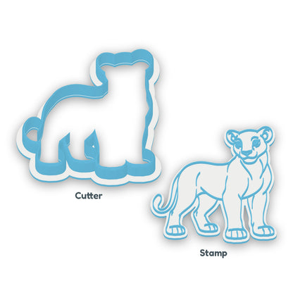 Lioness separate cookie cutter and matching embosser