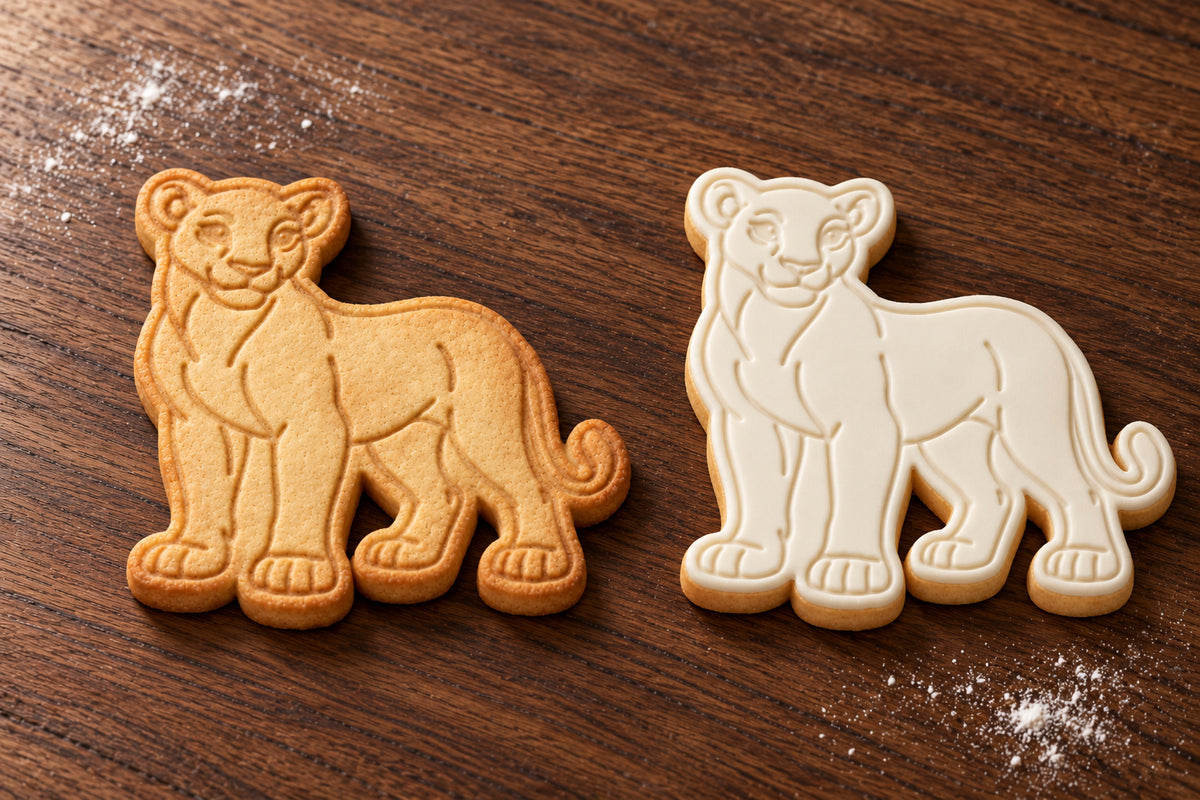 Lioness plain and white fondant cookie examples