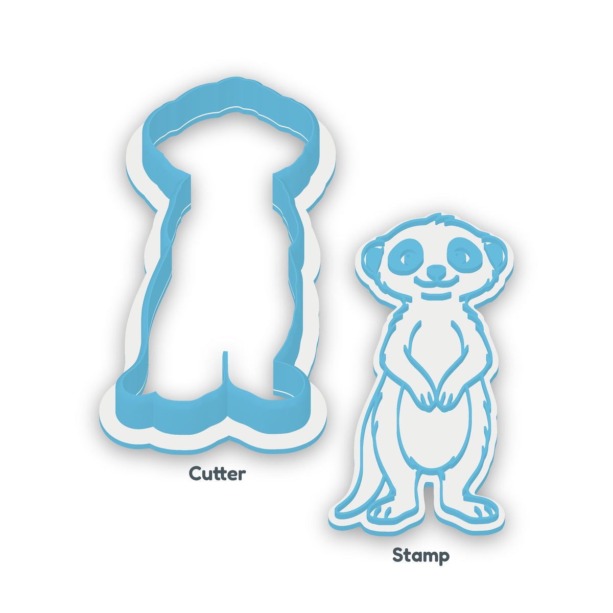 Meerkat separate cookie cutter and matching embosser