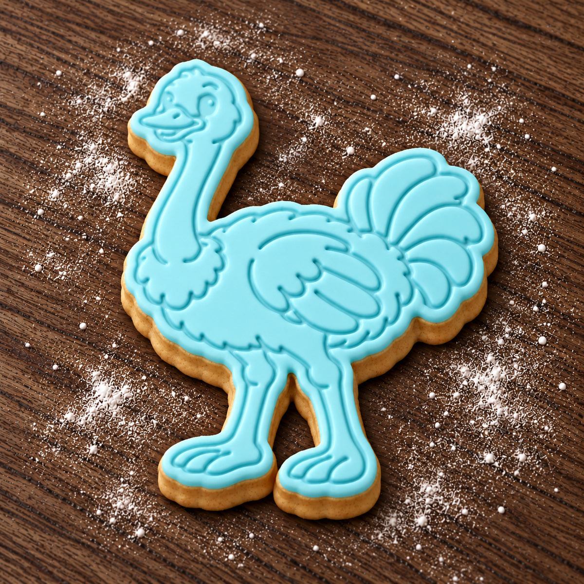 Ostrich decorated fondant cookie