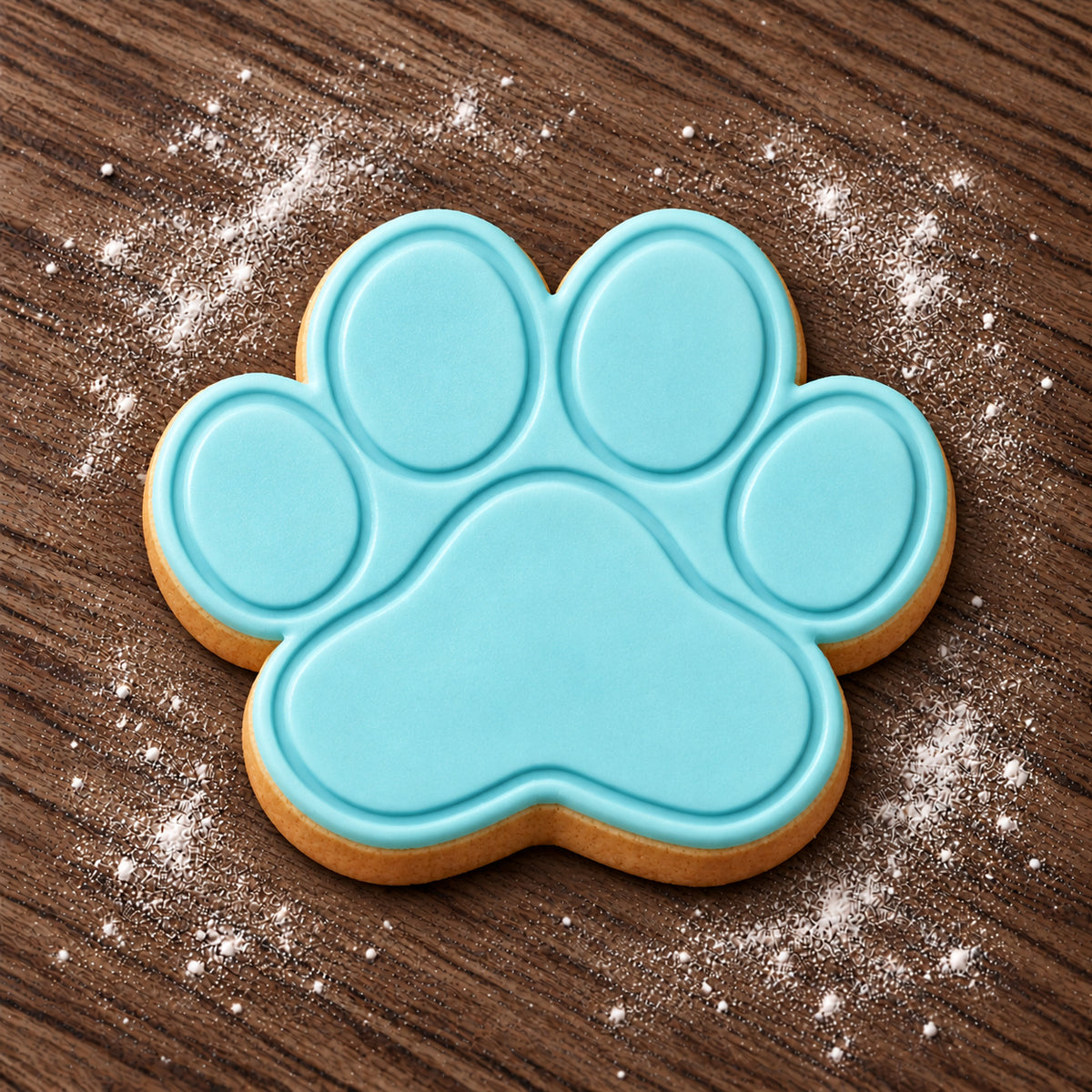 Paw Print decorated fondant cookie