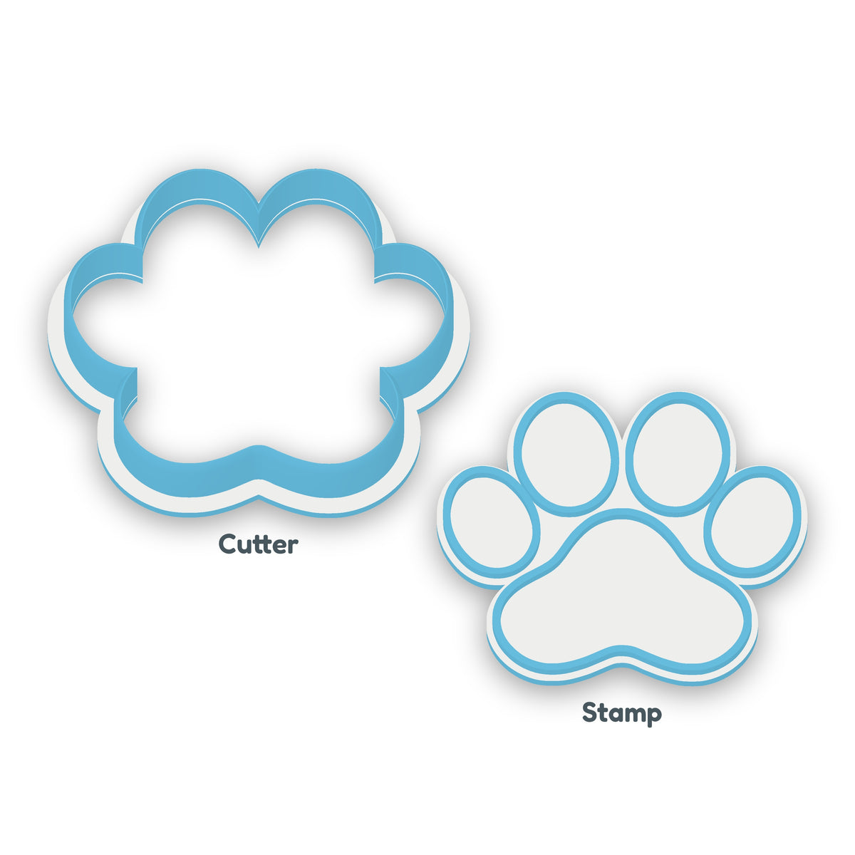 Paw Print separate cookie cutter and matching embosser