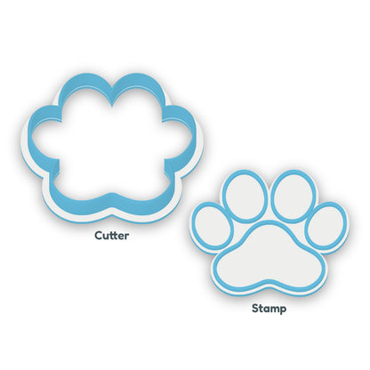 Paw Print separate cookie cutter and matching embosser
