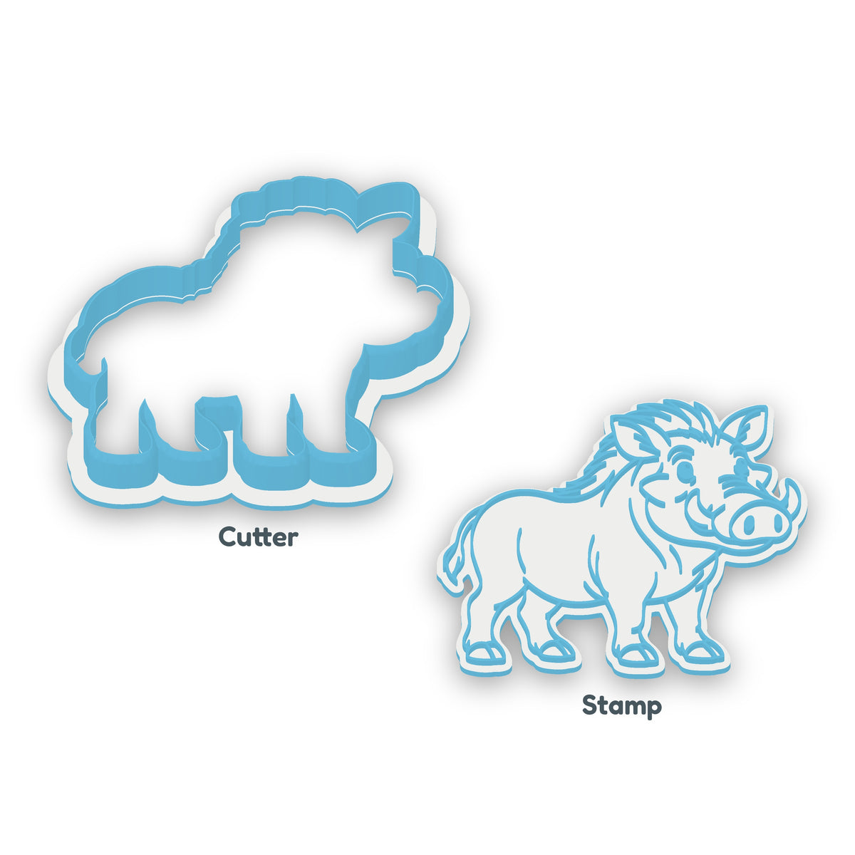 Warthog separate cookie cutter and matching embosser
