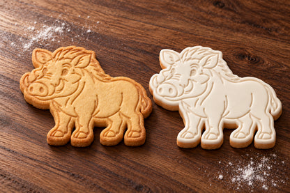 Warthog plain and white fondant cookie examples