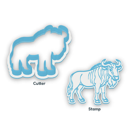 Wildebeest separate cookie cutter and matching embosser