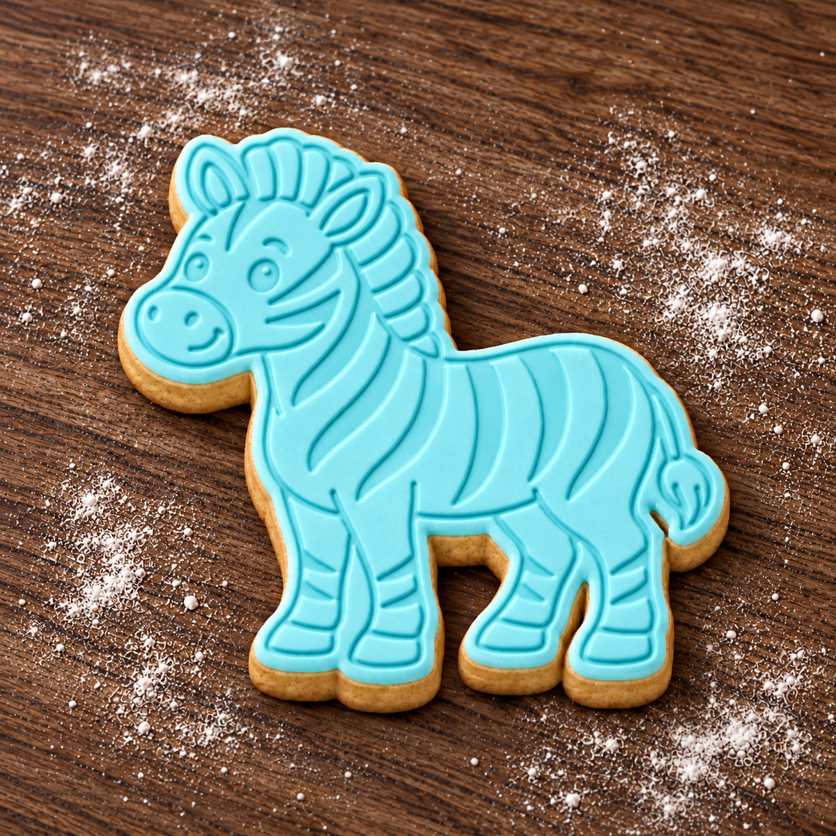 Zebra decorated fondant cookie