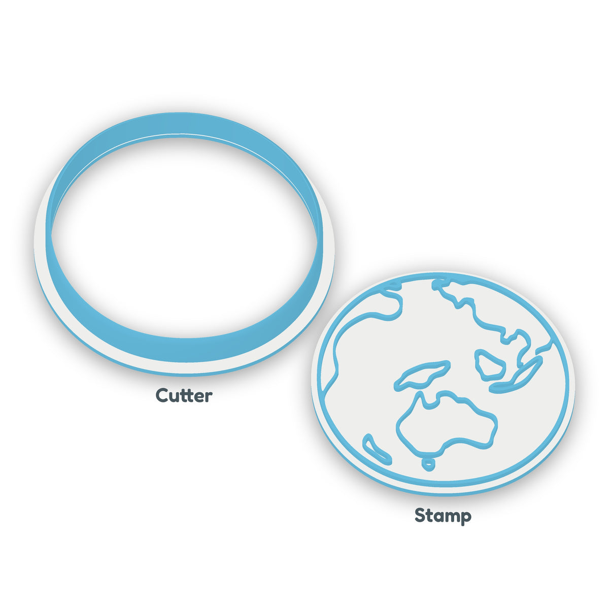Earth separate cookie cutter and matching embosser