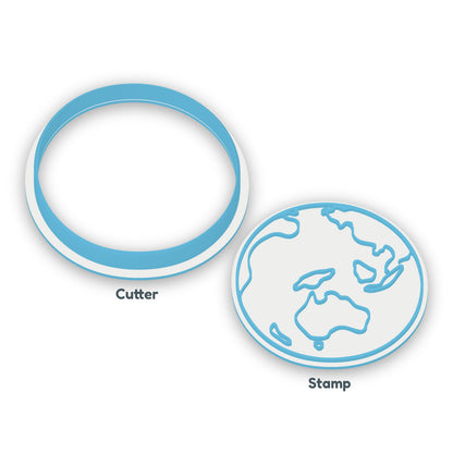 Earth separate cookie cutter and matching embosser