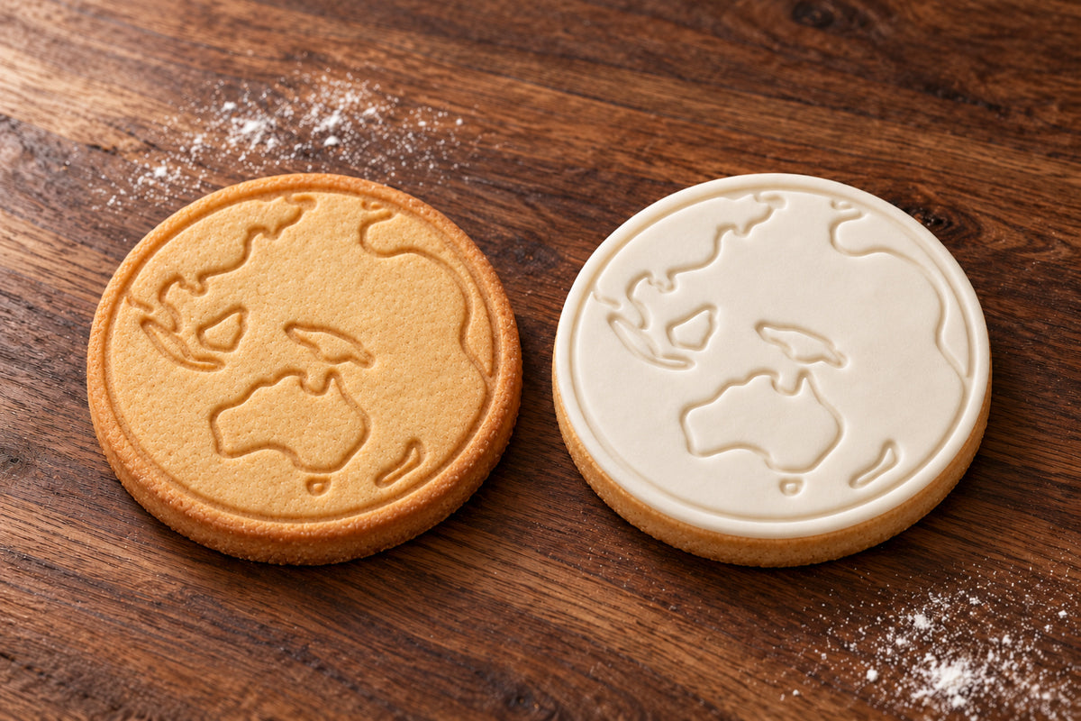 Earth plain and white fondant cookie examples
