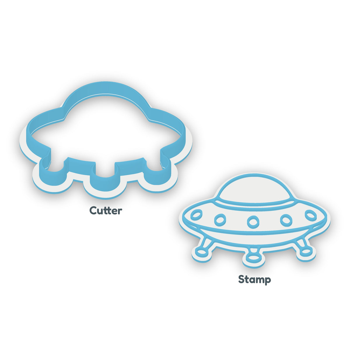 UFO separate cookie cutter and matching embosser
