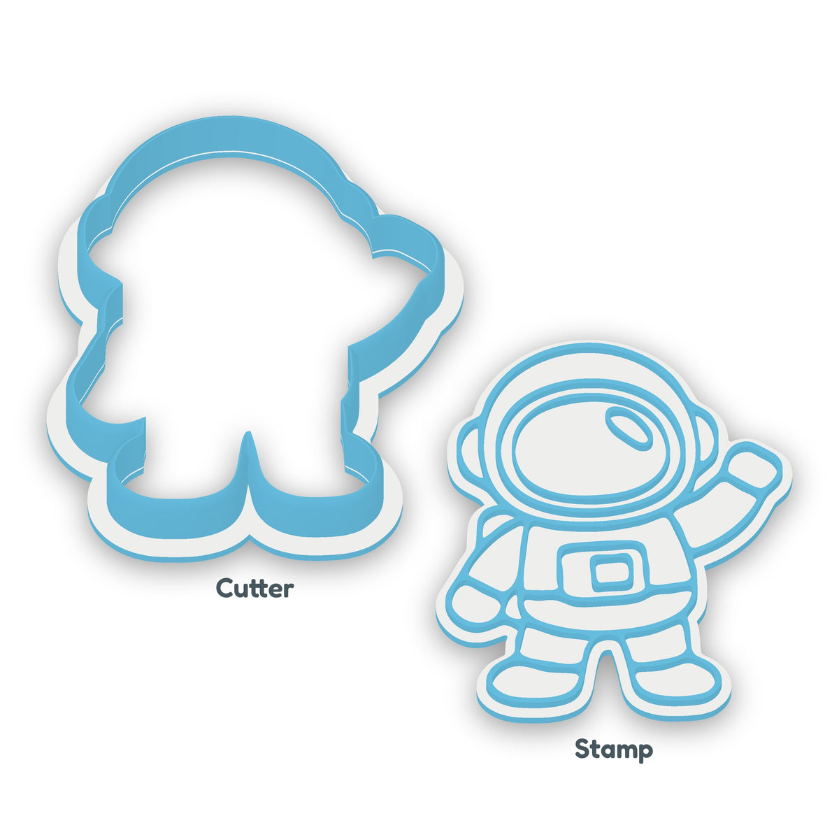 Astronaut separate cookie cutter and matching embosser