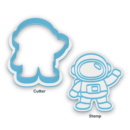 Astronaut separate cookie cutter and matching embosser