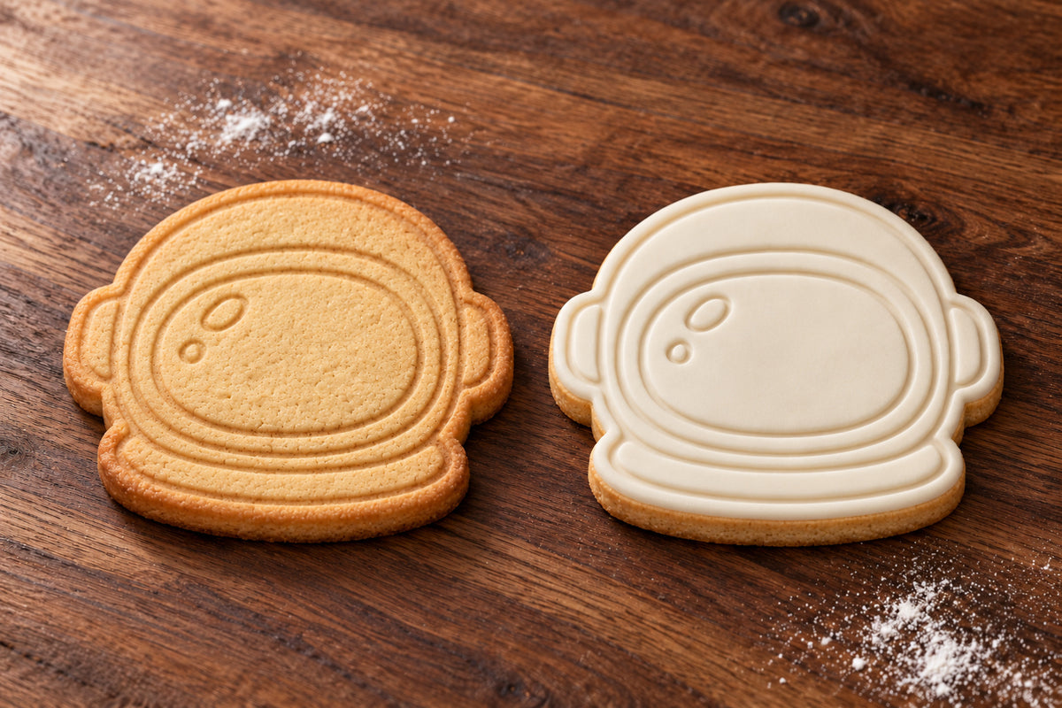 Astronaut Helmet plain and white fondant cookie examples