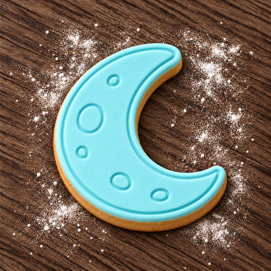 Crescent Moon decorated fondant cookie