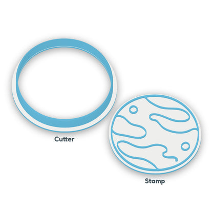 Planet separate cookie cutter and matching embosser