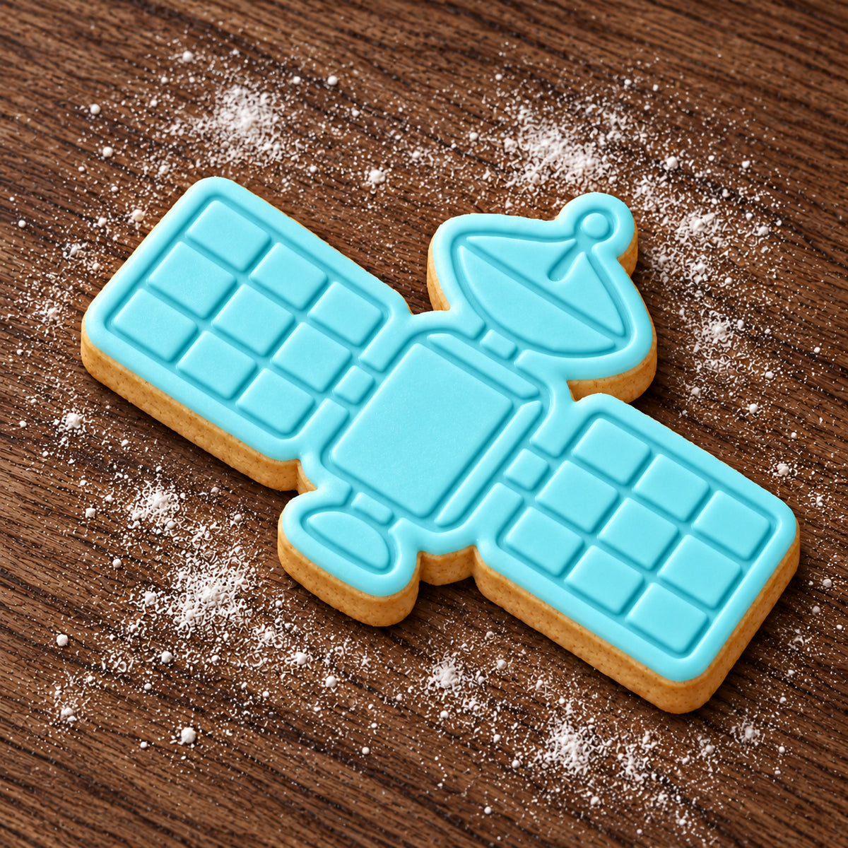 Satellite decorated fondant cookie