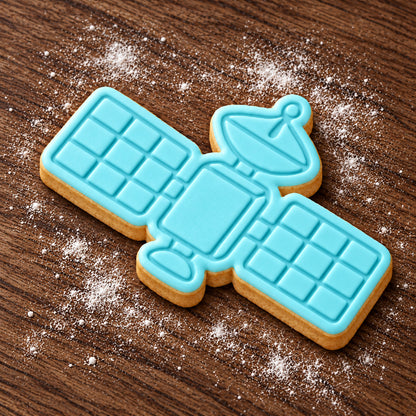 Satellite decorated fondant cookie