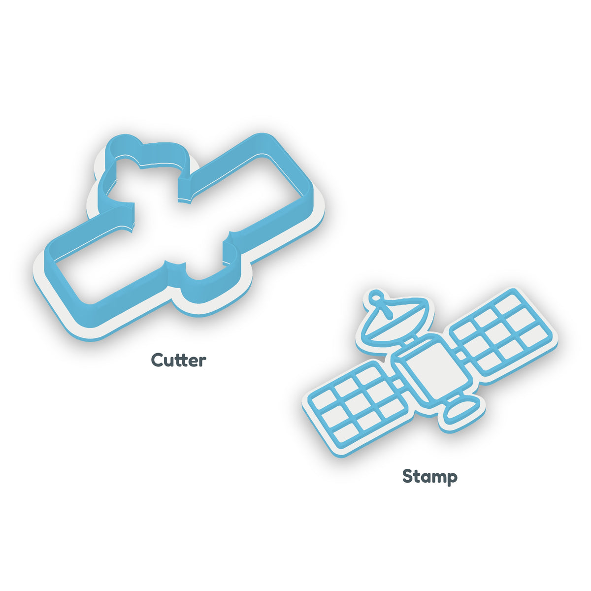 Satellite separate cookie cutter and matching embosser