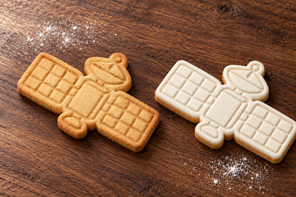 Satellite plain and white fondant cookie examples