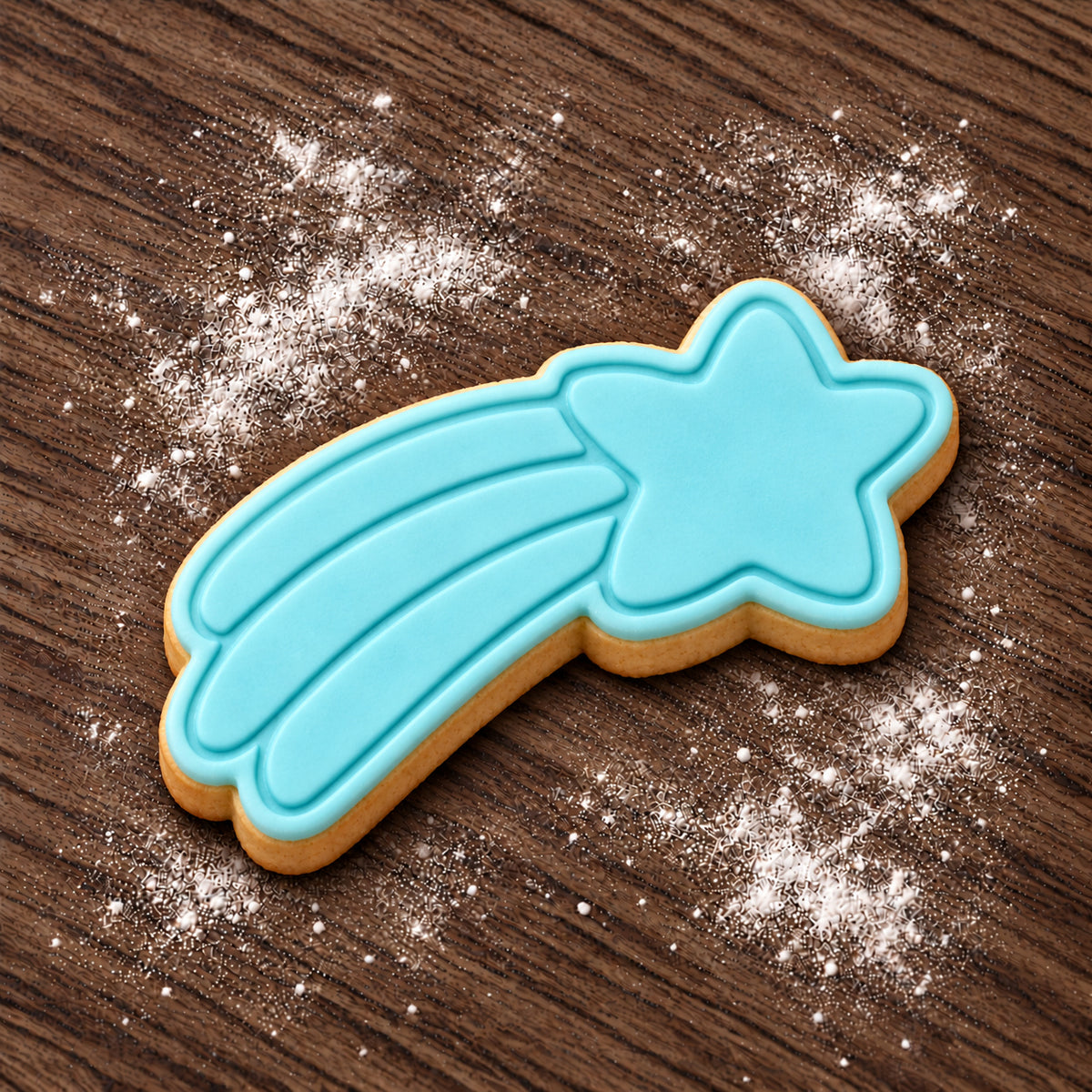 Shooting Star decorated fondant cookie
