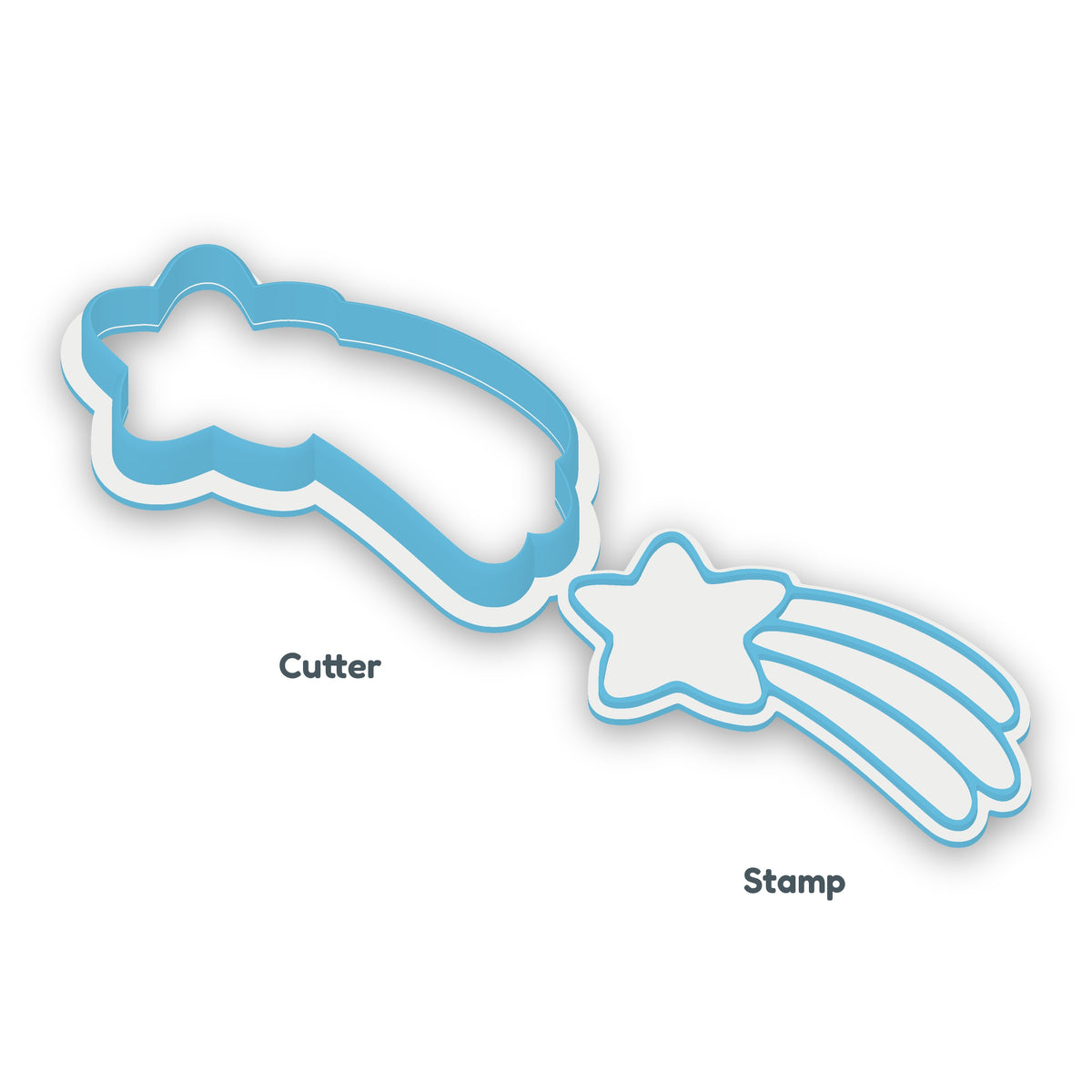 Shooting Star separate cookie cutter and matching embosser