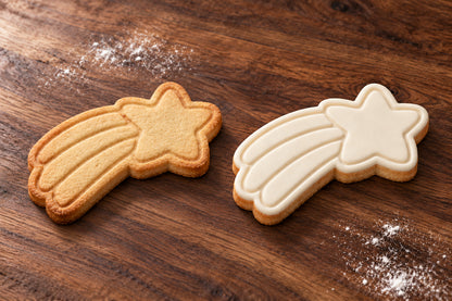 Shooting Star plain and white fondant cookie examples