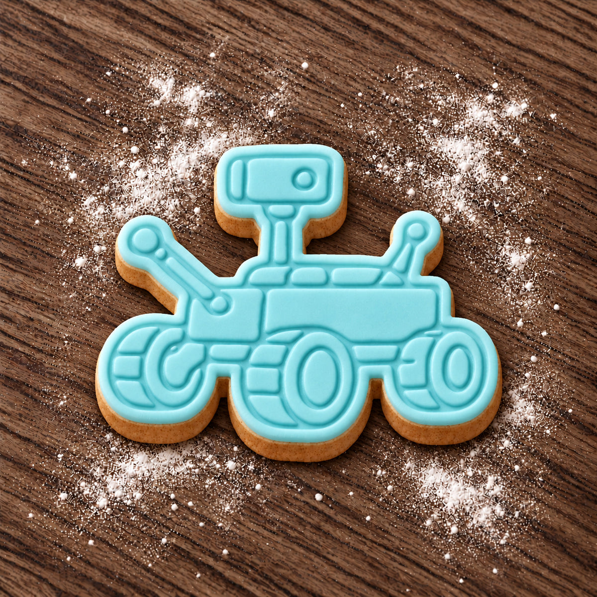 Space Rover decorated fondant cookie