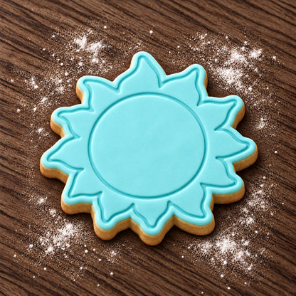 Sun decorated fondant cookie