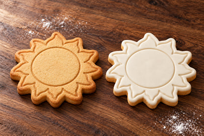 Sun plain and white fondant cookie examples