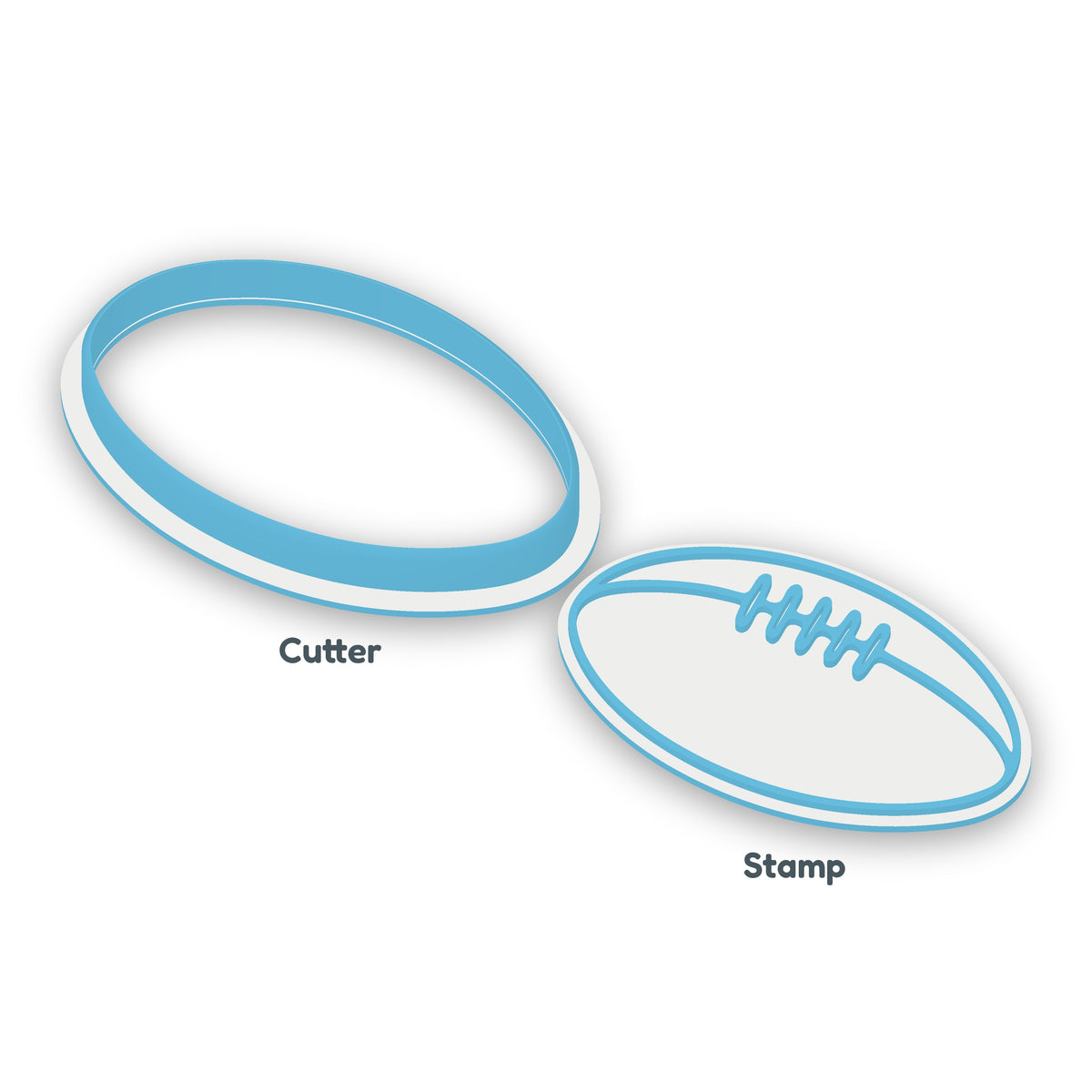 Football separate cookie cutter and matching embosser