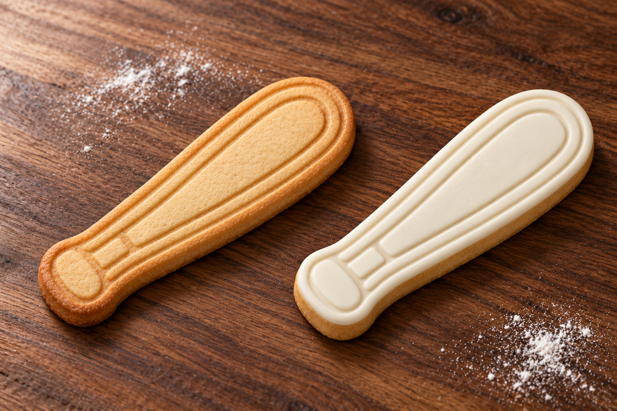 Baseball Bat plain and white fondant cookie examples
