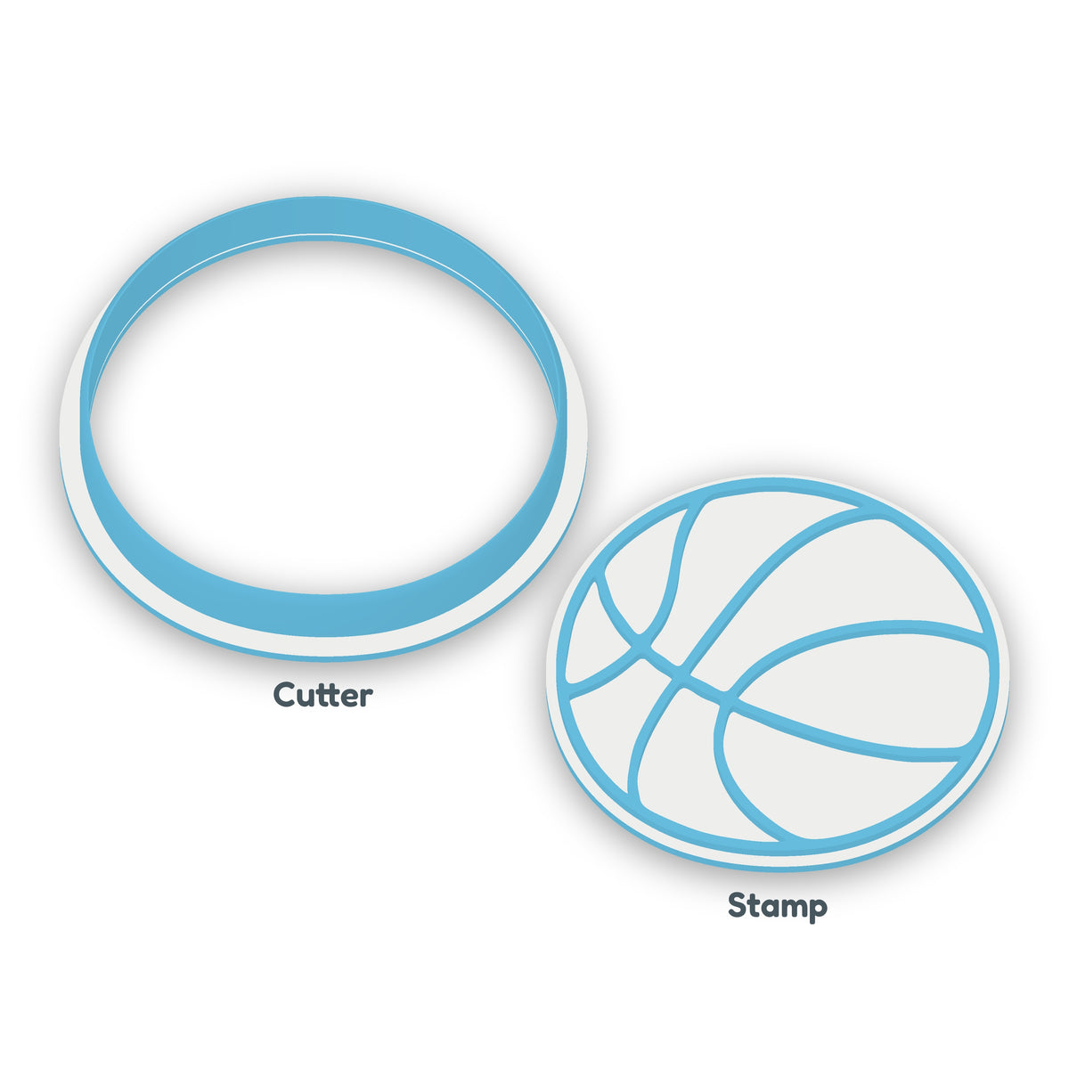Basketball separate cookie cutter and matching embosser