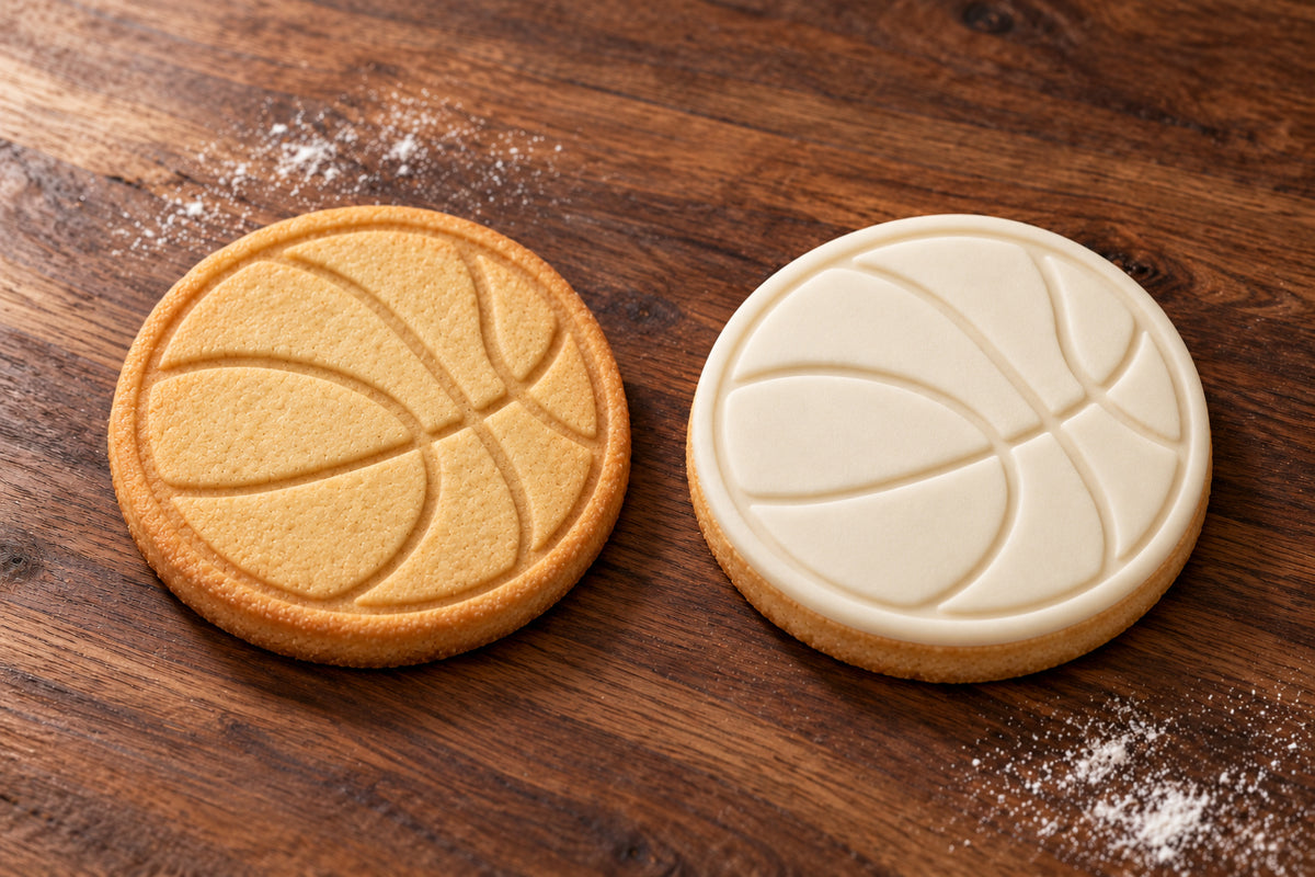 Basketball plain and white fondant cookie examples