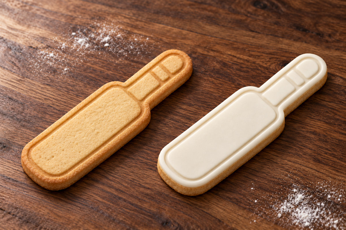 Cricket Bat plain and white fondant cookie examples