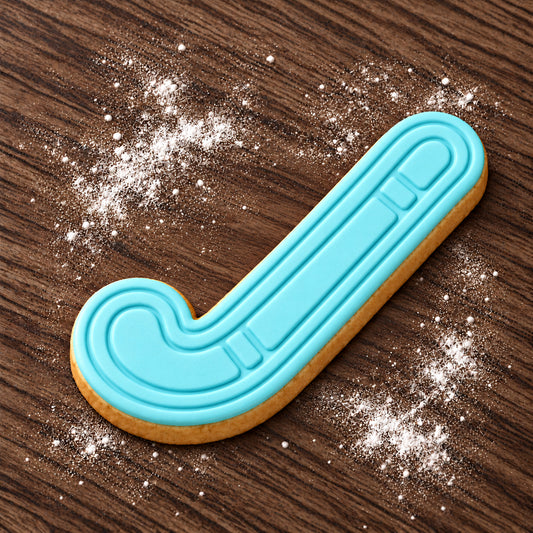 Hockey Stick decorated fondant cookie